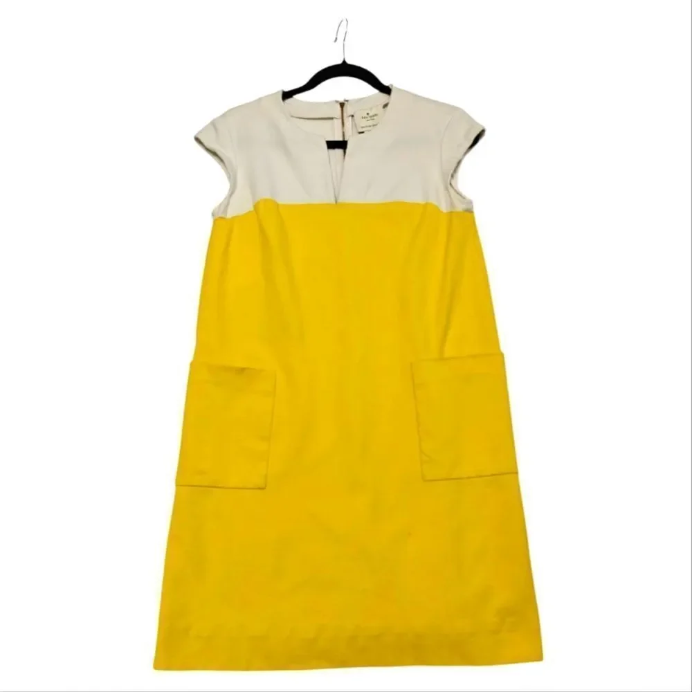 Kate Spade Yellow A-Line Mini Dress with Raglan Cap Sleeves Pockets Sz S